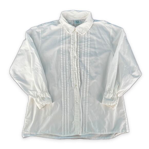 Vtg 80s/90s Laura Ashley Ruffle Front Button Down Shirt White sz 10 - Picture 8 of 12